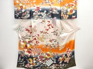 菊松竹梅に群鶴模様訪問着